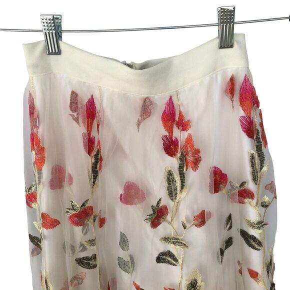 TRIXXI White Floral Embroidered Prom Party Maxi Skirt w Tulle Junior Sz 1 - Picture 3 of 16